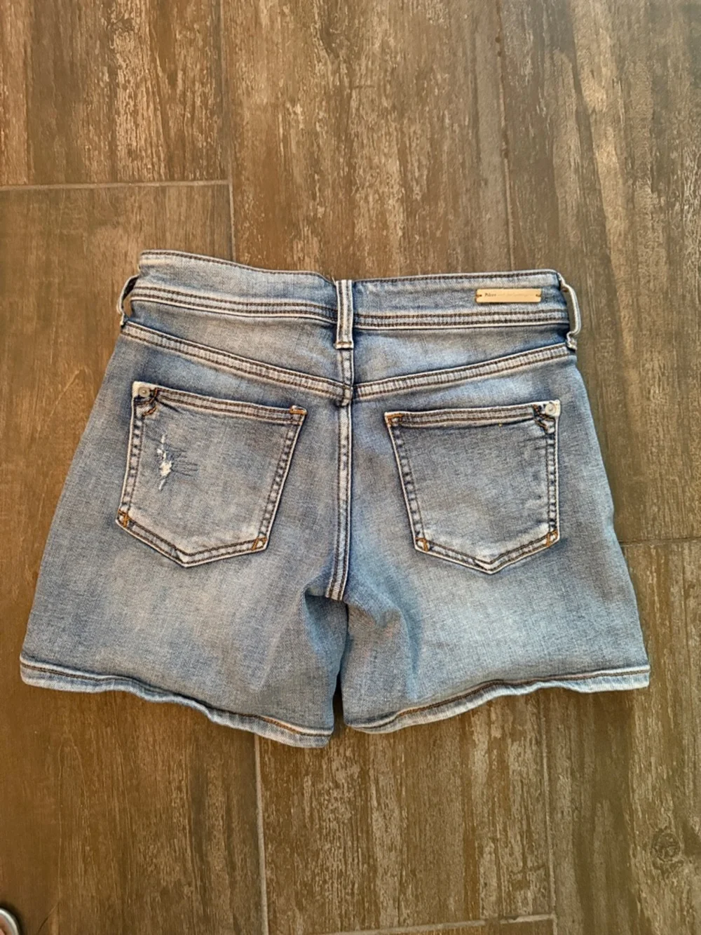 Anthropologie Pilcro & the Letterpress Blue Distressed Patchwork Denim Shorts - Picture 4 of 8